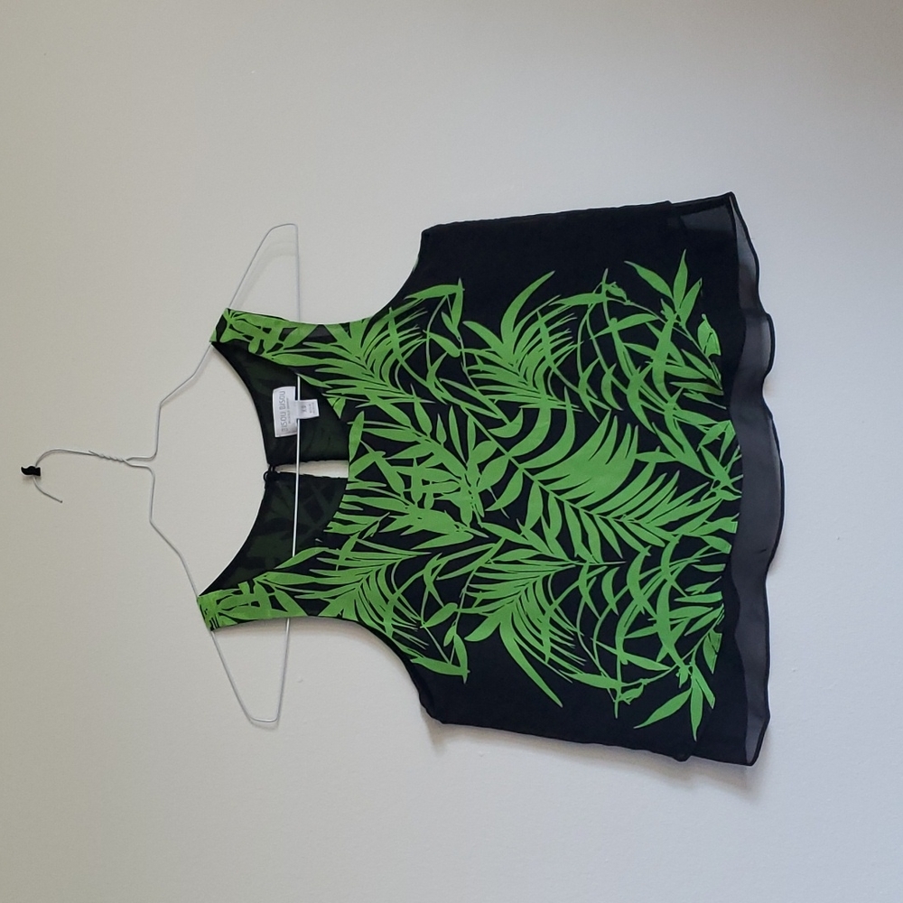 Green bamboo leaf Tank Top XS Bisou Bisou